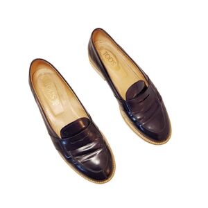 Tods Navy Blue Leather Slip On Loafers Size 40 US  9